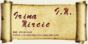 Irina Mirčić vizit kartica